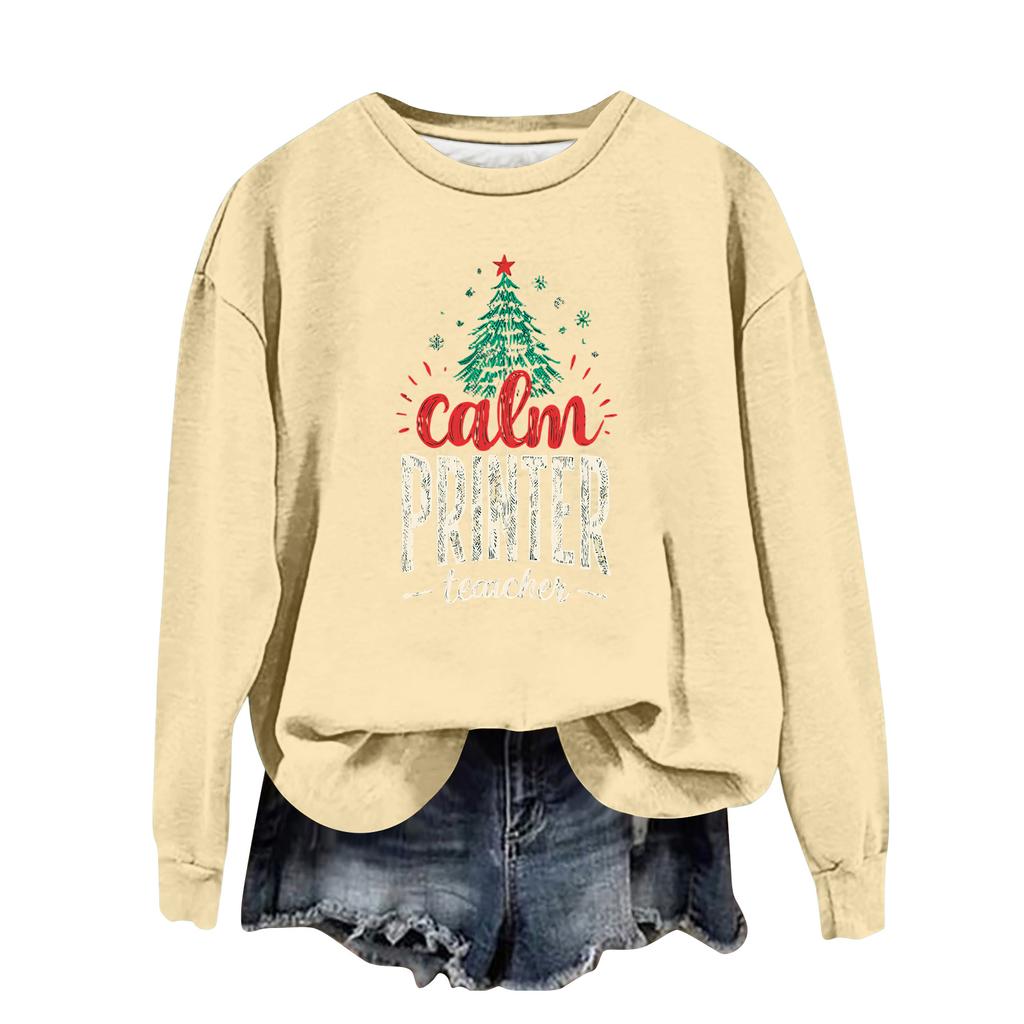 Women's Fashion Casual Long Sleeve Loose Christmas Printed Sweatshirt