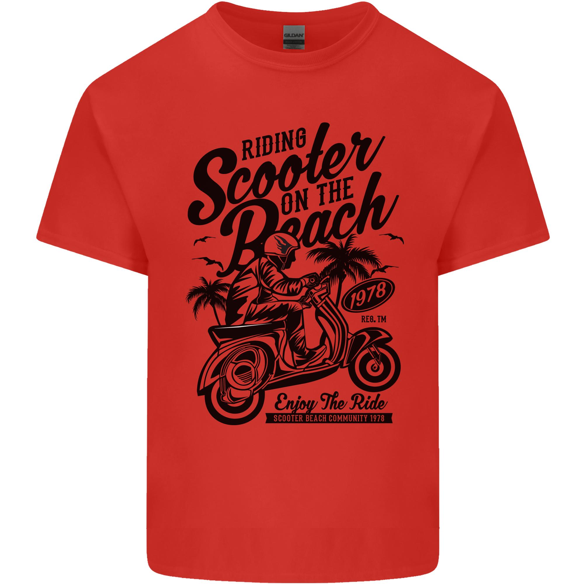 Scooter On The Beach Mod Unisexs Light Cotton Tshirt S