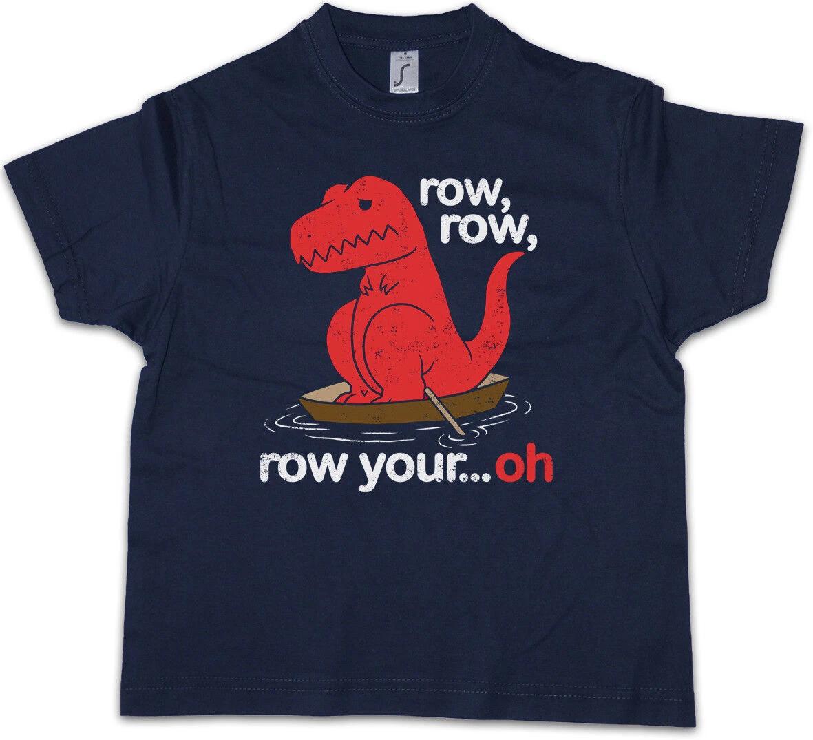 Row Row Oh Kids Boys kids boys T-Shirt Tyrannosaurus T-Rex Dinosaur Fun Boat Arms 150
