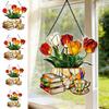 Tulip And Book Sun Catcher Acrylic Flower Suncatcher Window Hanging Decoration for Home Living Room Bedroom Outdoor Decor