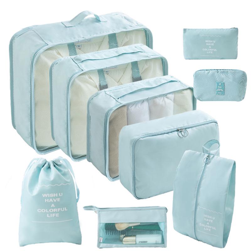 Eight-Piece Travel Storage Bag Set for Organizing Clothes