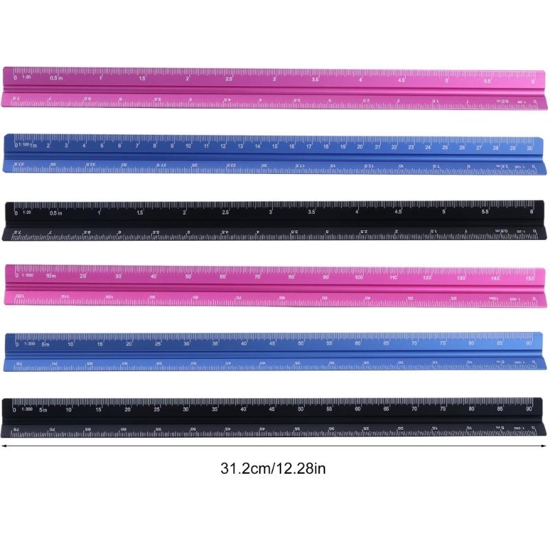 Architectural Scale Ruler, 12" 300mm Aluminum Architect Triangular Ruler for Architects, Students, Professional