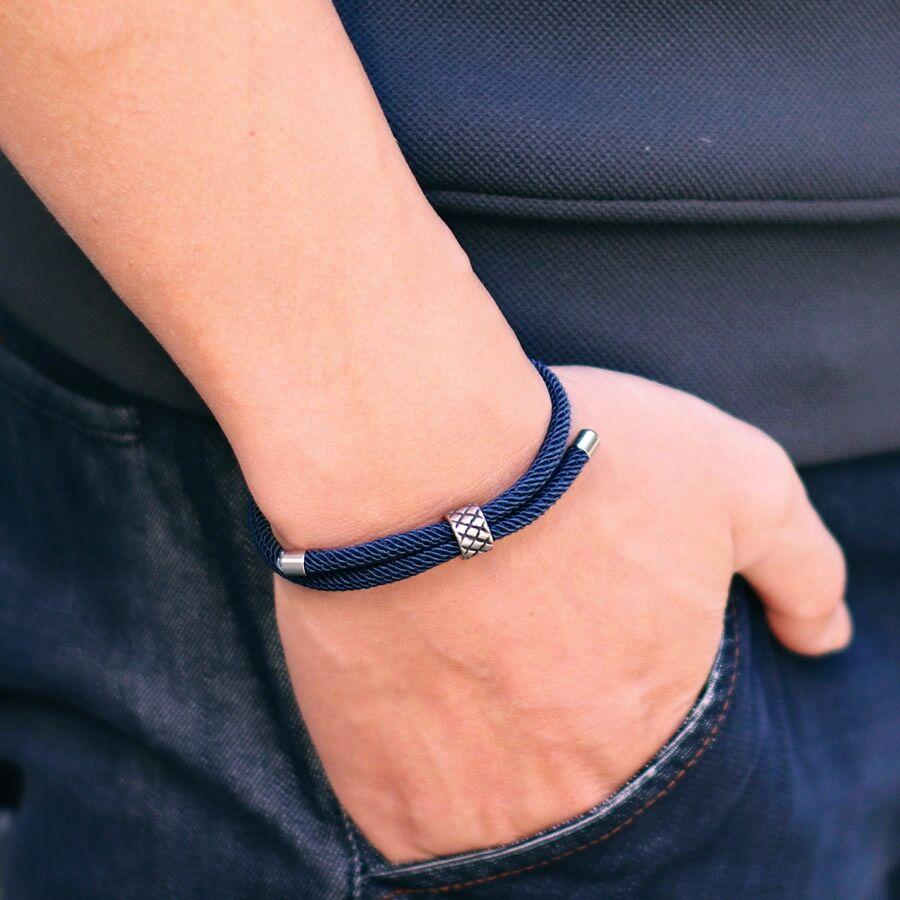 

Lucky Red Thread Bracelet With Stainless Steel Rings Unisex Viking Braslet Jewelry Pirate Nautical Rope Braclet Leisure Pulseira тёмно-синий