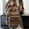 Sac à dos rétro en cuir PU Grande capacité Sac à dos décontracté pour femme avec plusieurs poches Parfait pour le travail quotidien, l'école et le shopping Sans pendentif