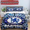 3pcs Duvet Cover Set (1*Duvet Cover + 2*Pillowcase, Without Core), Custom Name Chelsea F.C Pattern Bedding Set, Home Bedroom Decor Gift