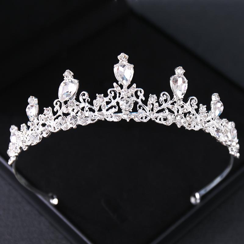 Silver Color Crystal Bridal Tiaras And Crowns Rhinestone Prom Princess Crown Tiara For Women Wedding Hair Accessories Jewelry