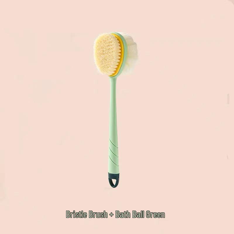 

Двусторонняя щетка для ванны с длинной ручкой, мягкой щетиной и мочалкой Green with Bristle Brush