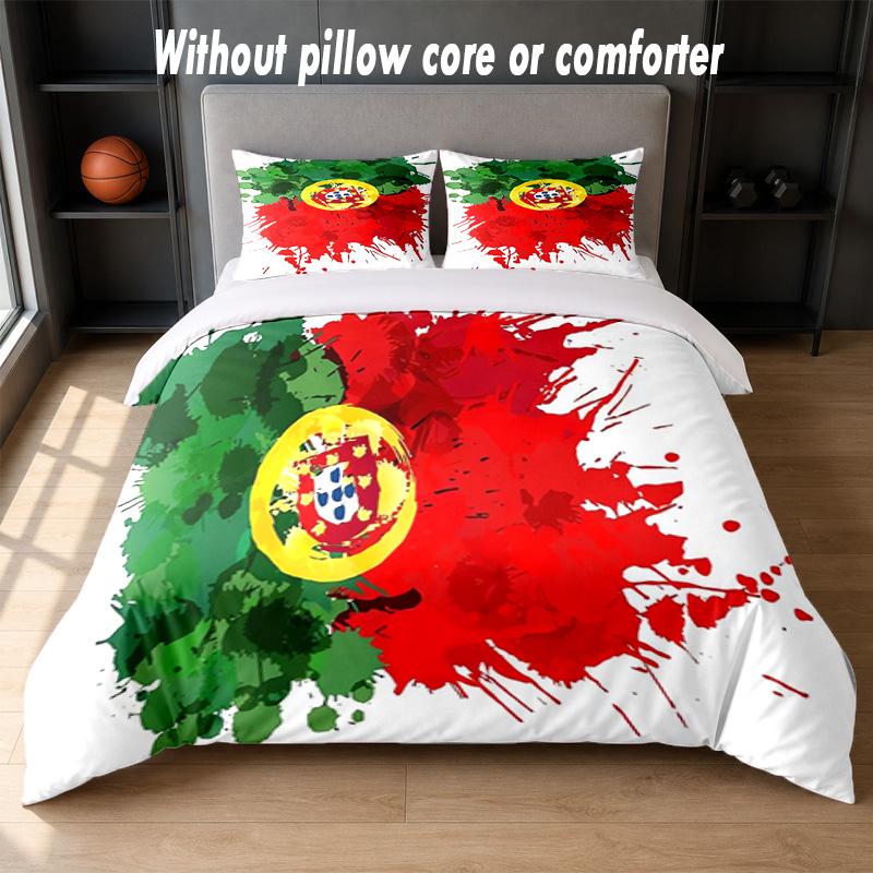 Portugal national football team Design Bed Bedding Set 1 Duvet Cover + 2 Pillowcases Soft Breathable Household Bed Linens