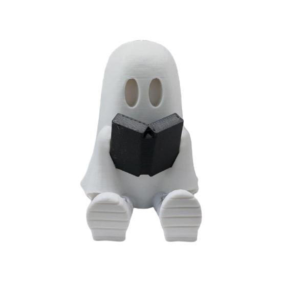 Ghost Reading Book Figurine 3D Printed Cute Ghost Statue with Movable Joints Halloween