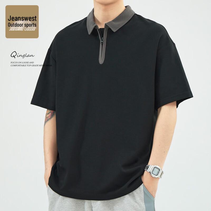 Jeanswest Men s Casual Half-Zip Polo T-Shirt L
