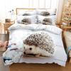 Double King Size Cute Animal Hedgehog - Patterned 3 - Piece Duvet Cover Bedding Set With Pillowcases, Ideal For Couple Beds