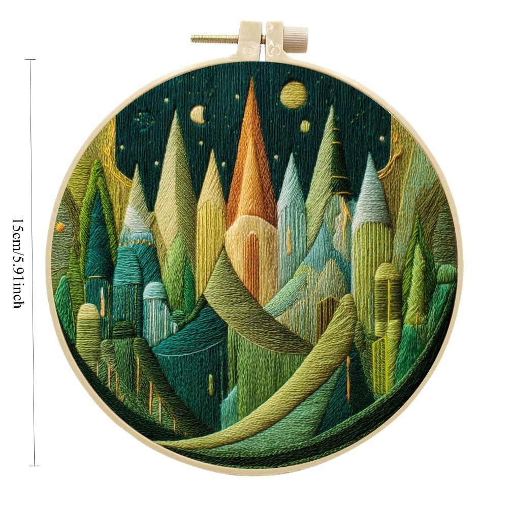1 PC Green Fantasy Series Pattern Embroidery DIY Fabric Craft Set with Tools
