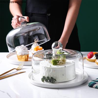 Κεραμική Φόρμα Κέικ Διαφανές Γυάλινο Καπάκι Βάση Κέικ Πιάτο Επιδόρπιου Δίσκος Σνακ Δίσκος Φρούτων Κάλυμμα Σκόνης Βάση Παρουσίασης Διακοσμητικό Πιάτο