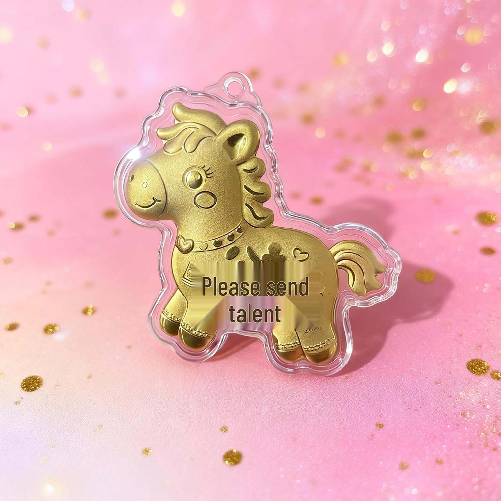 2026 Year of the Horse 999 Pure Gold Coin Keychain Pendant