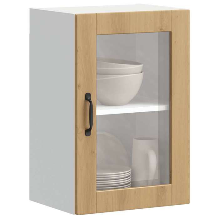 VidaXL Armoire murale de cuisine porte en verre Porto chêne artisanal 854016