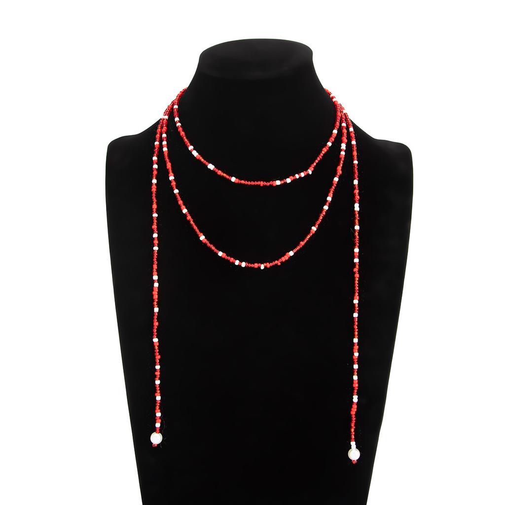 Vintage Beads Necklace Women Stackable Adjustable Sweater Chain Jewelry Accessories