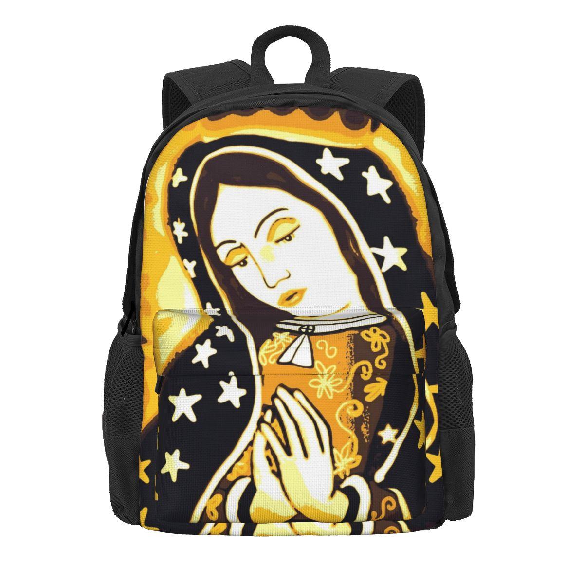 Maagd Maria Rugzak Onze Lieve Vrouw van Guadalupe Student Polyester Fietsrugzakken Patroon Moderne Middelbare School Tassen Rugzak 36x32x10cm
