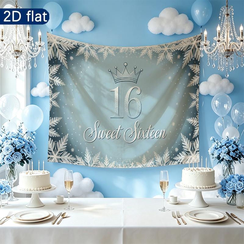 Festive Pink Roses Balloons Gifts Birthday Banner, Pink Polyester Backdrop for Party Decorations