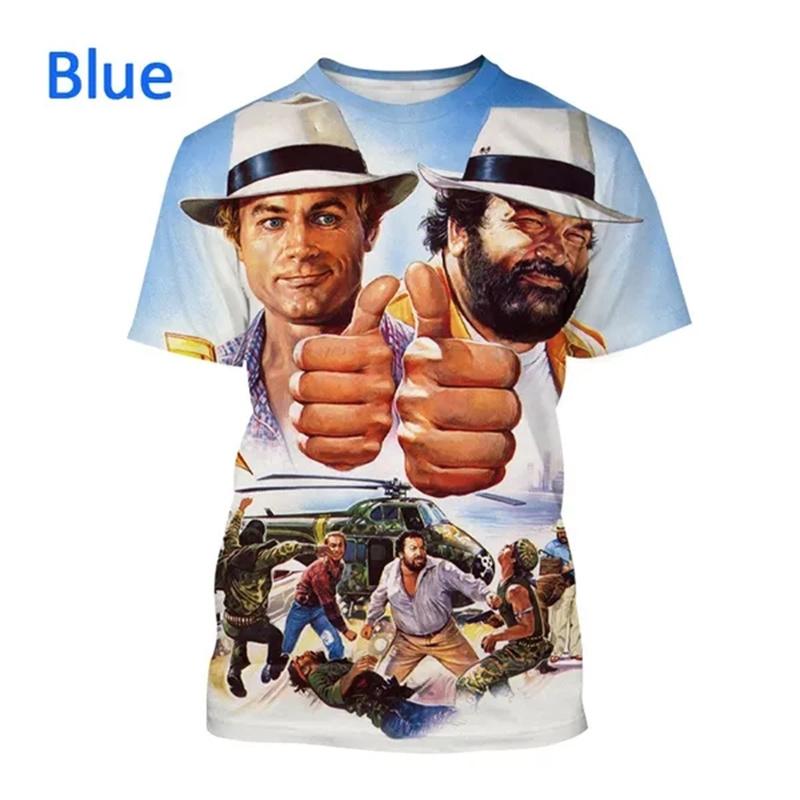 Letní Krátké Tričko Terence Hill A Bud Spencer 3D Tištěné Tričko Pánské A Dámské Ležérní Móda Vtipná Krátký Rukáv Trička Vrcholy