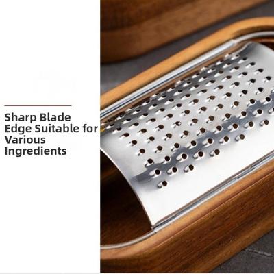 Acacia Wood Cheese Grater Stainless Steel with Box Chocolate Handheld Grater Sharp Blades Wood Handle Vegetable Shredder