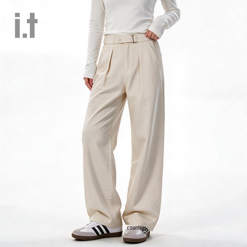 :CHOCOOLATE Cotton Casual Loose-Fit Pants