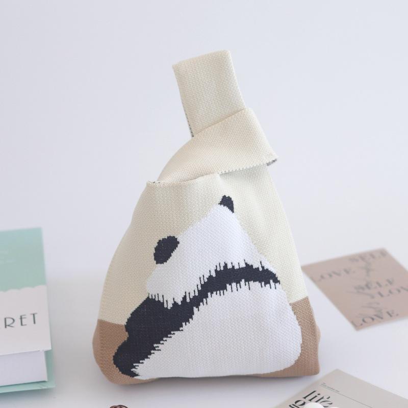 Ins Internet celebrity handbag women's knitted wool bucket bag Japanese and Korean version versatile hand carry casual tote bag box lunch bag