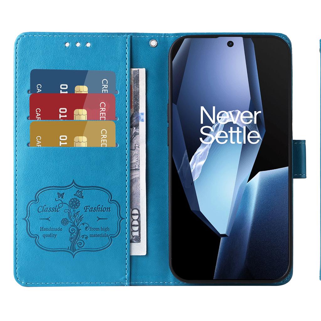 Leather Case For OnePlus 13R 5G/Ace 5 5G/Ace 5 Pro 5G Butterfly Floral Imprint Wallet Stand Cover