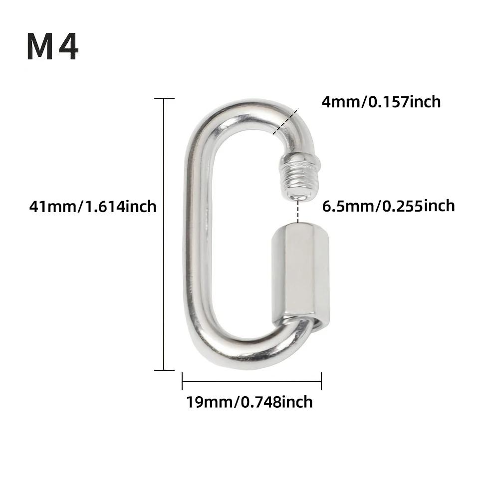 Connect Hook Stainless Steel Connecting Ring Quick Chain Link Track Climbing Mountaineering Carabiner Insurance Buckle M4/6/8/10