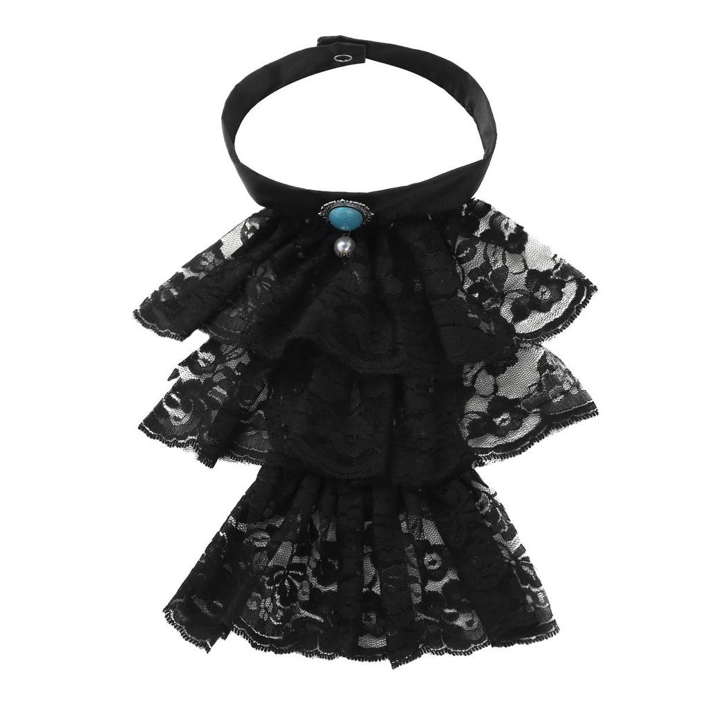 Adult Renaissance Neck Collar Detachable Lace Jabot Ruffled Design Victorian Steampunk Costume Accessory for Themed Parties