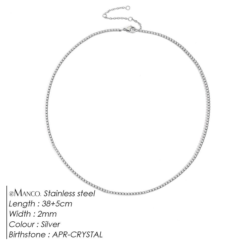 eManco Starry Sky Women's Retro Tennis Necklace - Full Diamond Clavicle Chain with European & American Design, Temperament & Personality Style.