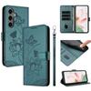 For Samsung Galaxy S25/S24 Case Wallet Stand Lotus Imprint Leather Phone Cover with Wrist Strap