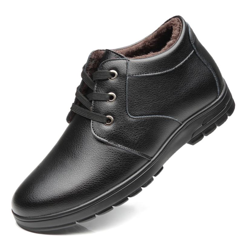 

Мужские зимние ботинки с теплым мехом, ретро-амортизация, повседневная обувь из натуральной кожи, мягкая воловья кожа, деловая обувь для мужчин, мужские ботинки 789 38 чёрный