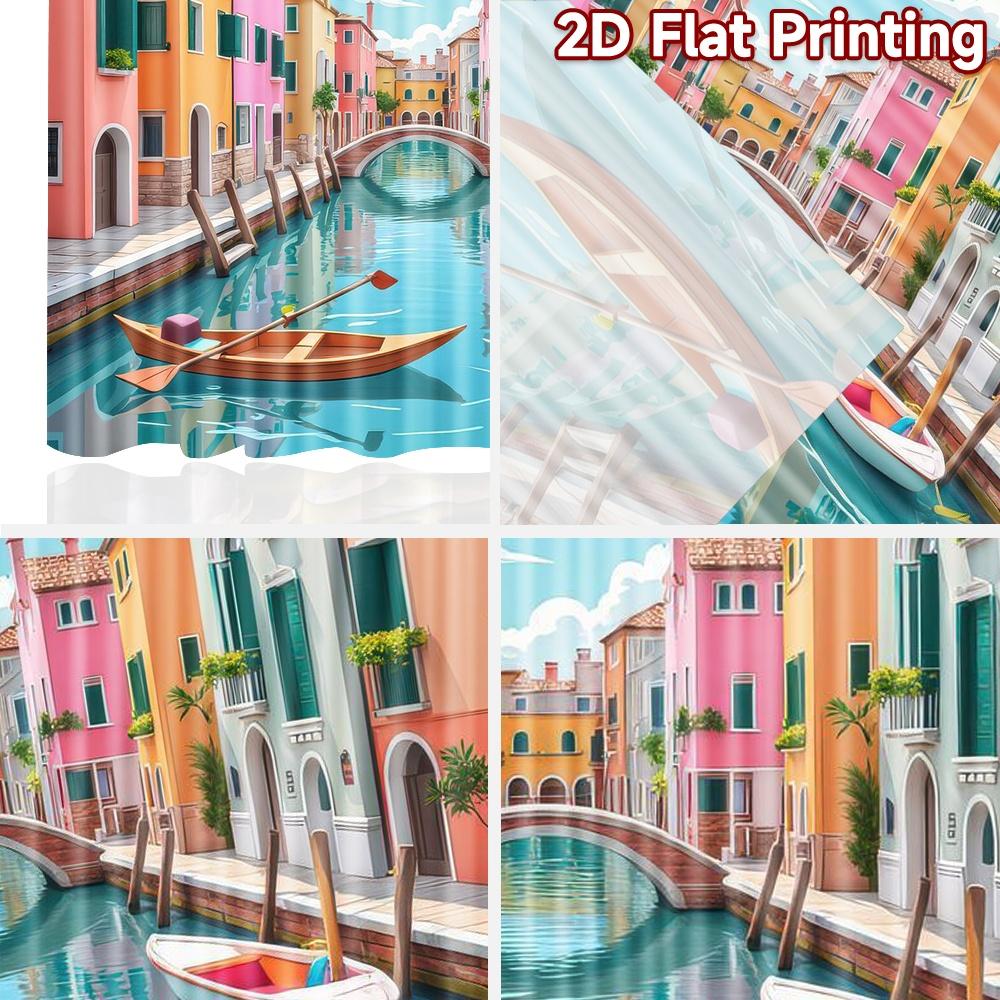 2D flat Photography Backdrop Popular Background Banner Colorful Canal Scene 100% Polyester Festive Wall Decor Perfect for