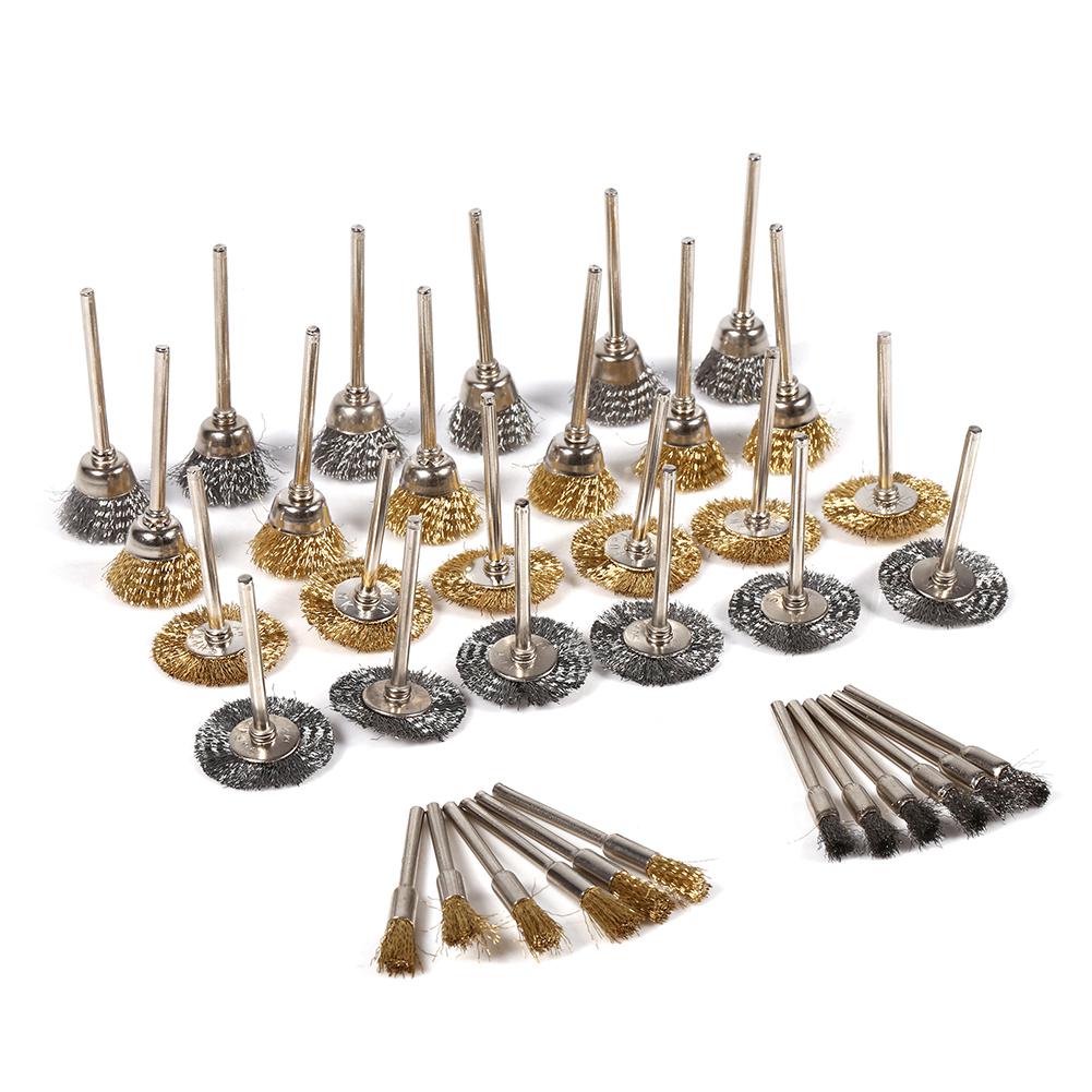 36Pcs Wire Brush Set, Rust Removal, Polishing, Fits Wood and Metal,   Size, Brass and Steel Material