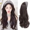 Hair Hoop Half Headband Wig Korean Style Long Wavy Curly  Hair Gray Wide Knit Headband Wig  Party