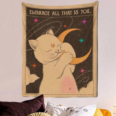 VIKAMA Adorable Cat Tarot Tapestry Cute Cartoon Wall Art Perfect for Bedrooms Dorm Rooms and Living Rooms