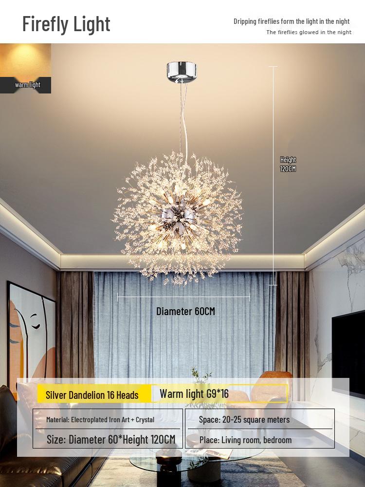 Dandelion Crystal Chandelier: Luxurious Nordic Style Living Room Light