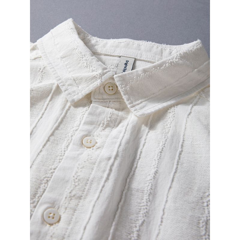 Cotton and Linen Breathable Three-Dimensional Tassel Casual Short-Sleeved Shirt