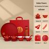 Double Happiness Newlywed Tea Set: Red Bowls, Chopsticks, and Spoons