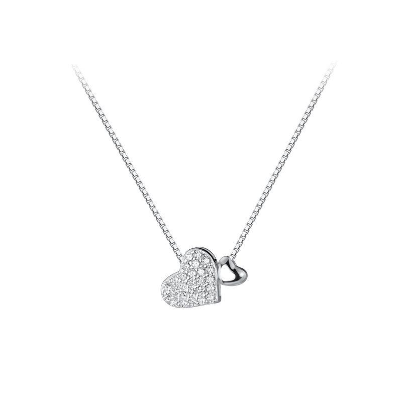 Colier Inimă cu Diamante Incrustate din Argint Sterling S925 - Stil Coreean