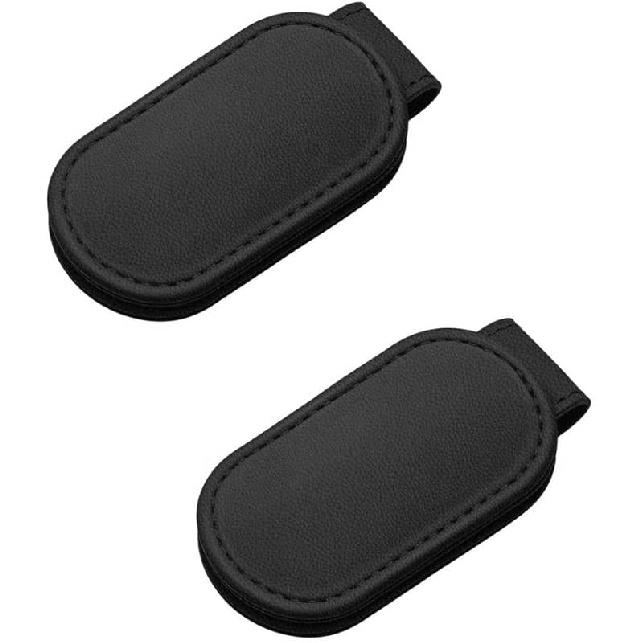 Multifunctional Magnetic Clip, Soft Small Leather Clip As Money Clip, Strap Clip And Memo Clip (Black)