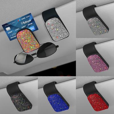 Rhinestone Car Sunglasses Case Eye Glasses Case Auto Center Console Armrest Storage Box Auto Glasses Frame Eye Seat Clip Bracket