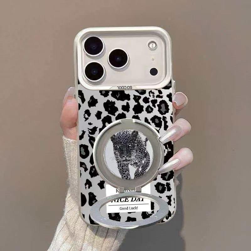 Gray Leopard Bracket for Apple iPhone 17 Pro Max, 16, 15, 14 Pro, 13 Case iPhone 16 Pro Max