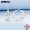 WOSTU 925 Sterling Silver Multilayer C Shape Circle Hoop Earrings for Woman Wedding Engagement Triple Split Loop Huggie Earring