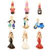 4Pcs Enamel Lipstick Beauty Women Motorbike Charms Stainless Steel Women and Girls Pendants for DIY Jewelry Making Accessories