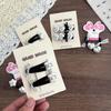 Love Heart Star Kitten Hair Clips & Ties Set: Black & White Elastic Bands, Side Clips, Versatile Bangs Clips for Children