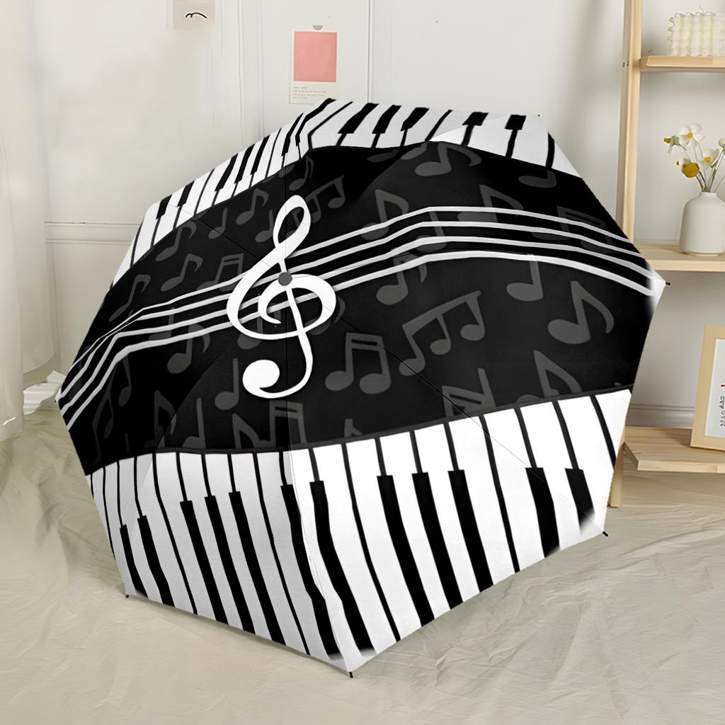 Music And Art Harmony Portable Automatic Umbrella Retractable Design with 8-Rib Durability Foldable Design for Outdoor Daily Use Fashion Lovers