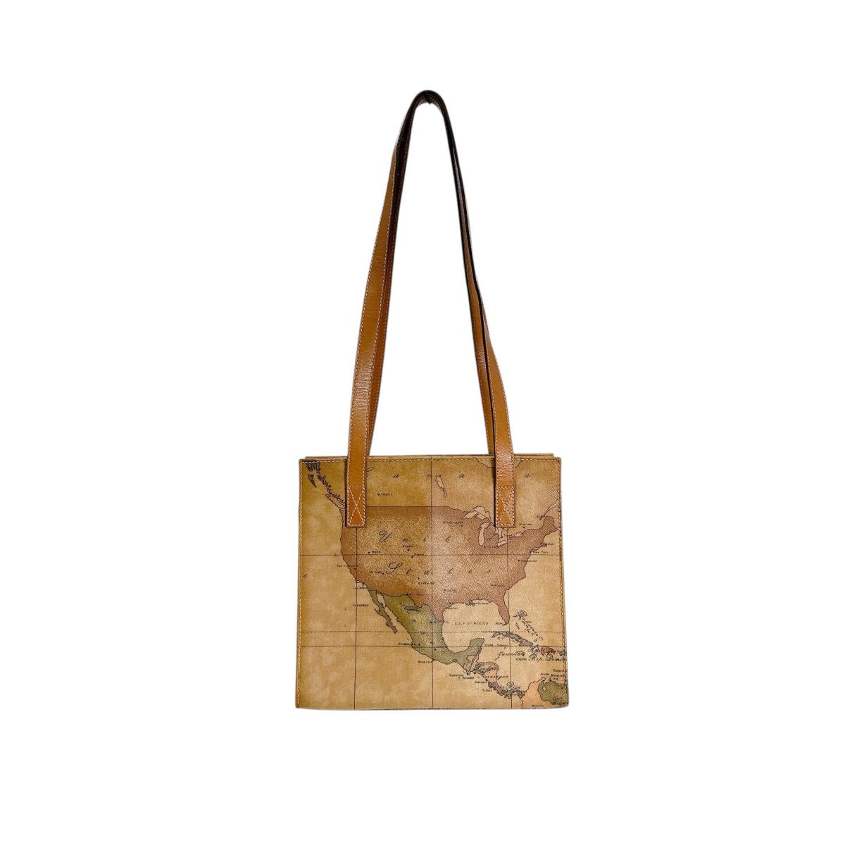 

PRIMA CLASSE Map pattern Handbag PVC coated canvas Brown unisex Used