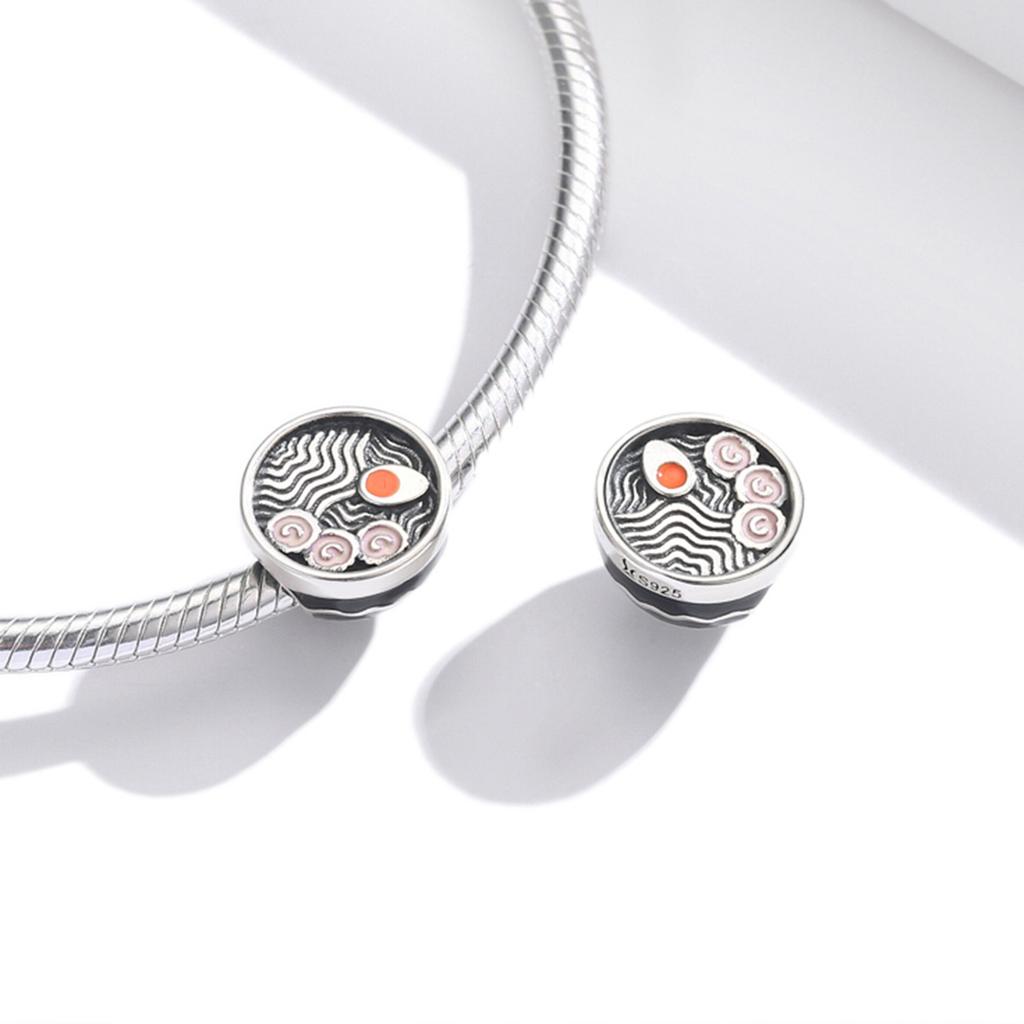 HOT Woman Jewelry Pendant 925 Sterling Silver Food Ramen Charm Beads Fit Bracelet & Bangle Silver Accessories Making Scc1905