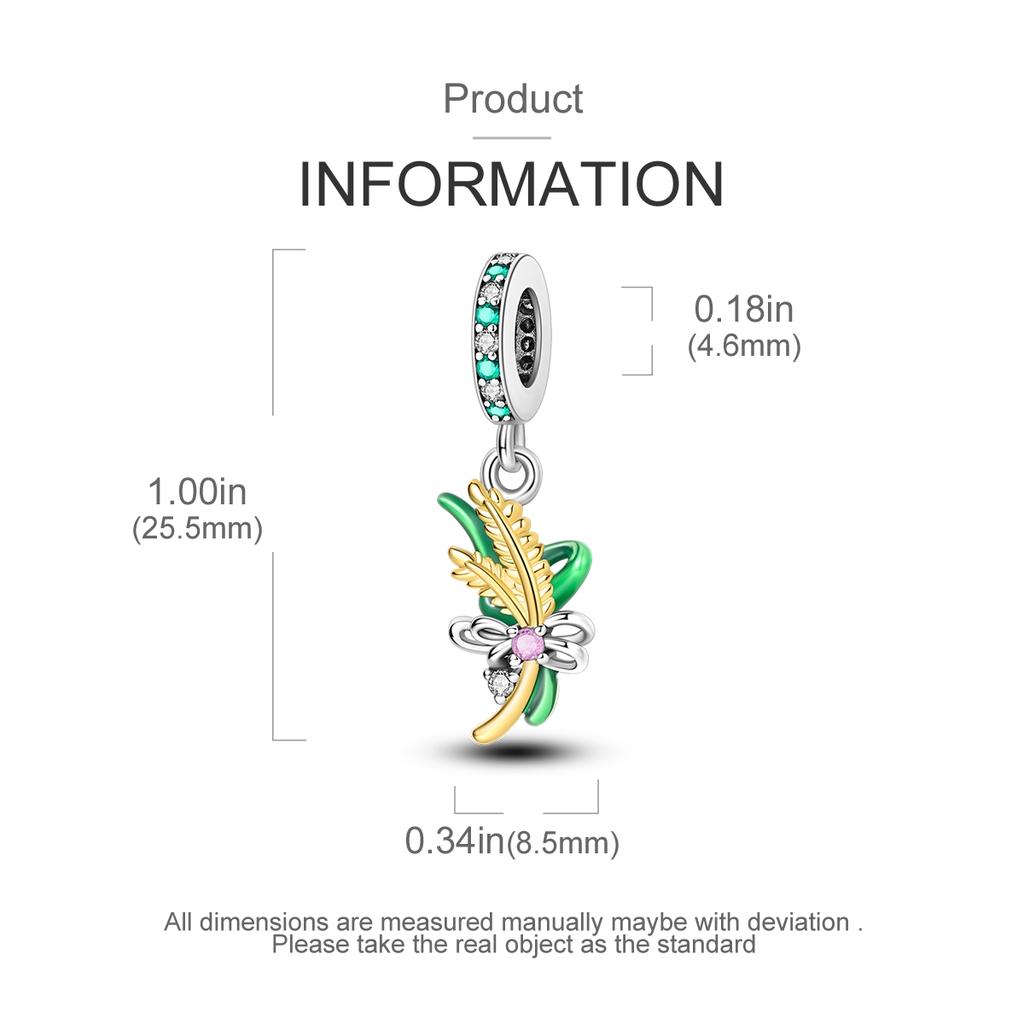 Spring Wheat Ear Plant Pendants Authentic Copper Plated Original Bead Fit Stylish Charms Wrist Bracelet Beads Jewelry Gifts Women's